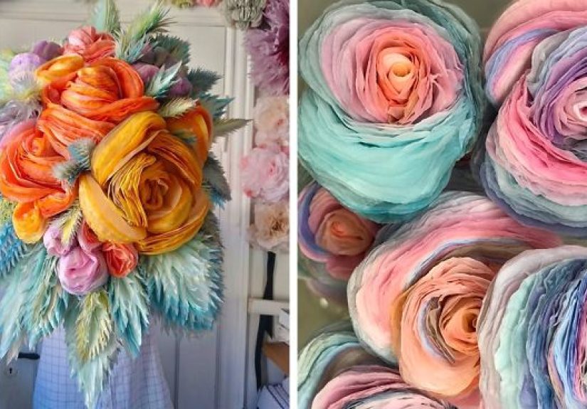 This Woman Constructs Enormous Bouquets Of Tissue Paper Flowers