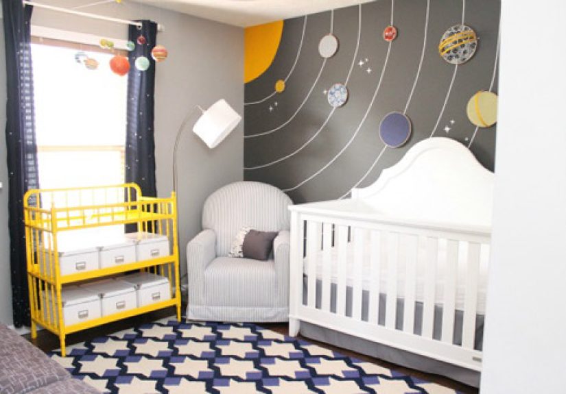 A Nursery With A Planet Wall Mural