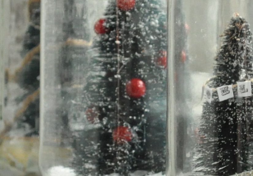 DIY holiday waterless diorama-style snow globes