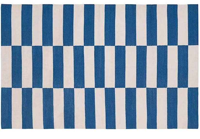 Madeline Weinrib Blue and White Buche Flatweave Carpet