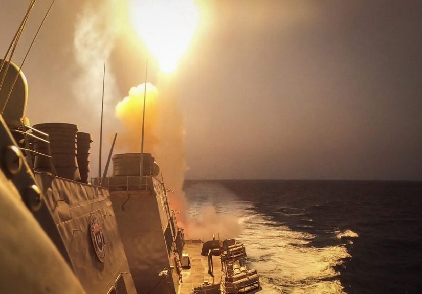 USS Carney Downs Drones and Cruise Missiles Over the Red Sea
