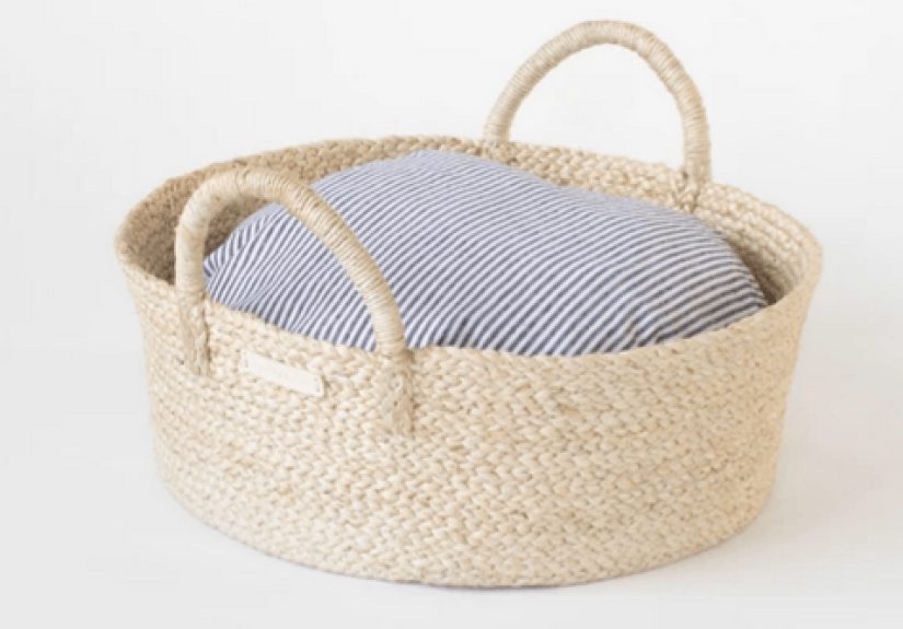 Basket Bed in Gray Stripe