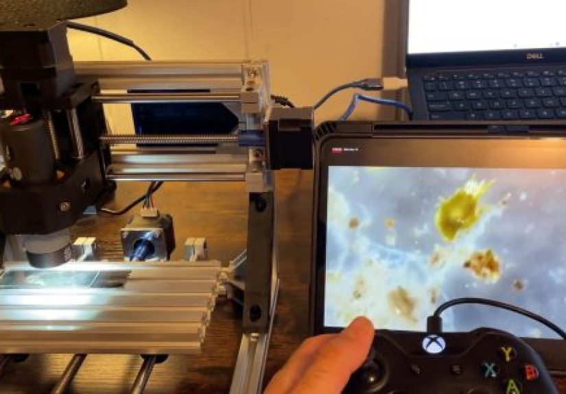 CNC Plus Microscope Plus Game Controller Equals Awesome