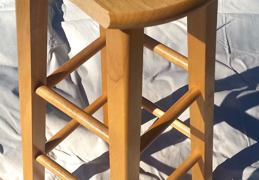 Upcycled Kitchen Stool Gift Wrap Caddy